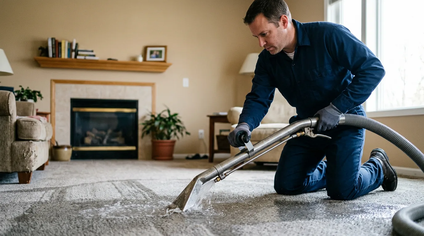 Water damage restoration technician working near Booker, TX